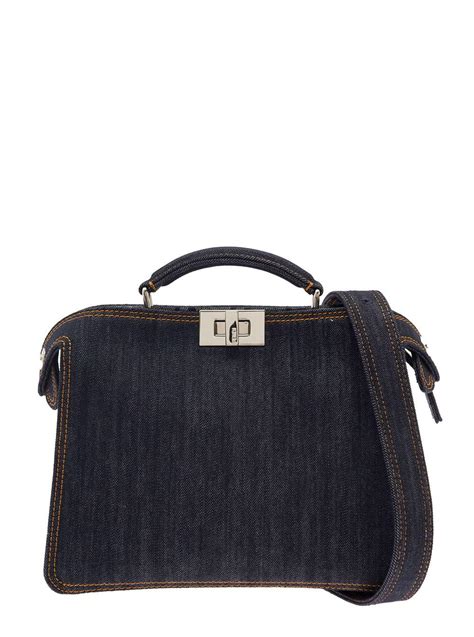 denim fendi tote|Fendi peekaboo medium leather tote.